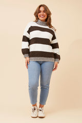 Caroline Morgan Stripe Pattern Sweater