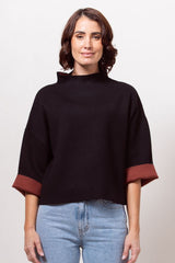 See Saw Wool Blend two Tone Knit Top