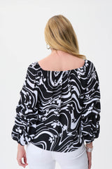 Joseph Ribkoff Wave Print Top