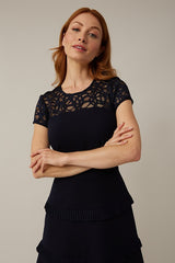 Joseph Ribkoff Lace NeckLine Dress