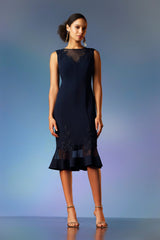 Joseph Ribkoff Scuba Crepe And Mesh Neckline Dress