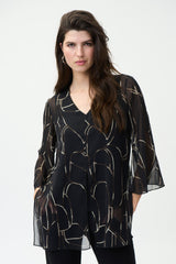 Joseph Ribkoff Chiffon V-Neck Top
