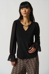 Joseph Ribkoff Ruffle Sleeve Top