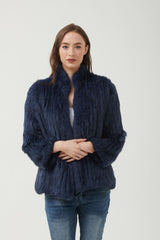 365 Days High Neck Rabbit Fur Jacket