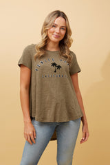 Caroline Morgan Hi-Low Palm Print Top