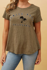 Caroline Morgan Hi-Low Palm Print Top