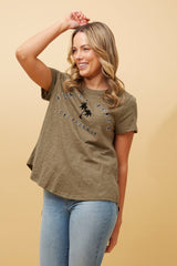 Caroline Morgan Hi-Low Palm Print Top