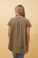 Caroline Morgan Hi-Low Palm Print Top