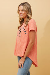 Caroline Morgan Hi-Low Palm Print Top