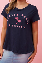 Caroline Morgan Hi-Low Palm Print Top