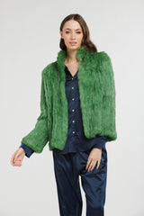 365 Days High Neck Rabbit Fur Jacket