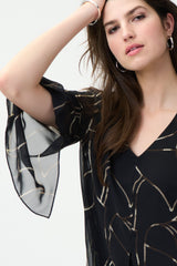 Joseph Ribkoff Chiffon V-Neck Top