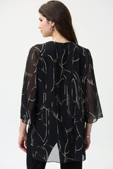 Joseph Ribkoff Chiffon V-Neck Top