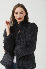365 Days High Neck Rabbit Fur Jacket