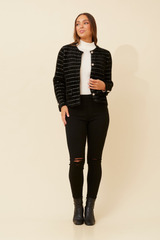 Caroline Morgan Stripe Knit Cardigan