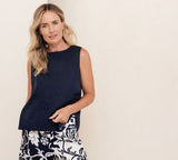 See Saw 100% Linen Button Back Top