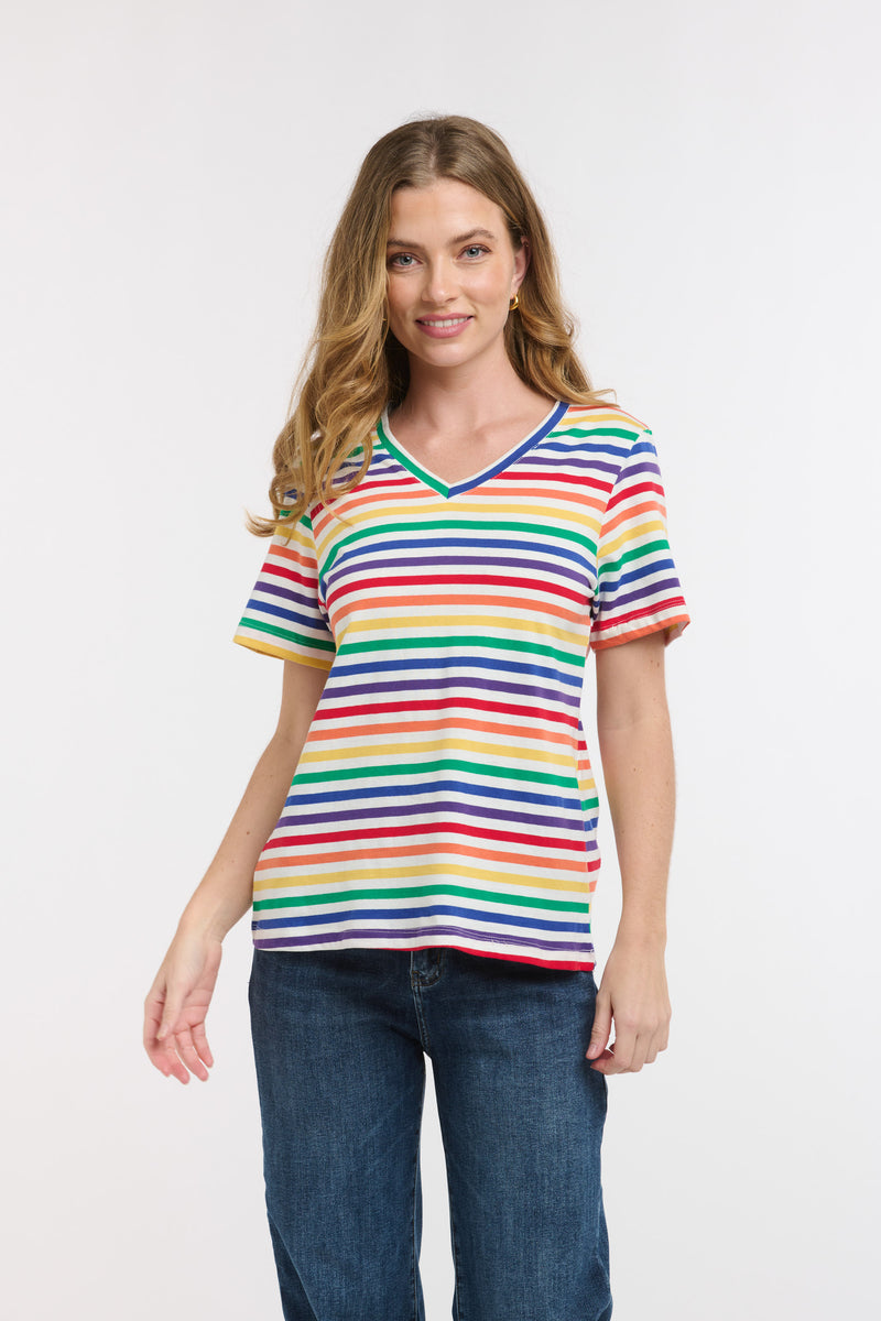 Basic 123 V Neck Stripe Tee