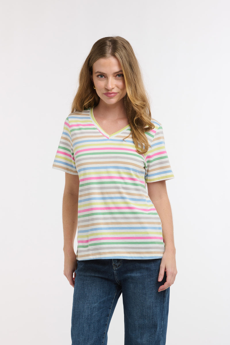 Basic 123 V Neck Stripe Tee