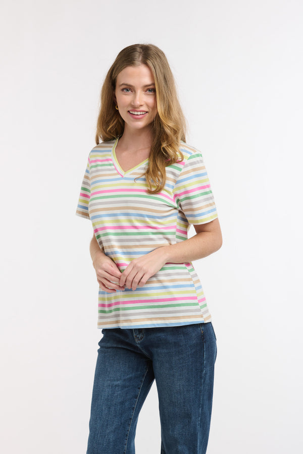 Basic 123 V Neck Stripe Tee