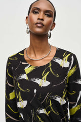 Joseph Ribkoff Sweater Knit Abstract Print Top