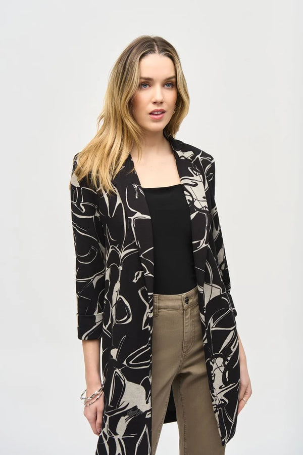 Joseph Ribkoff Abstract Print Long Blazer