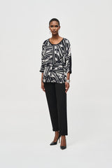 Joseph Ribkoff Woven Abstract Print Top