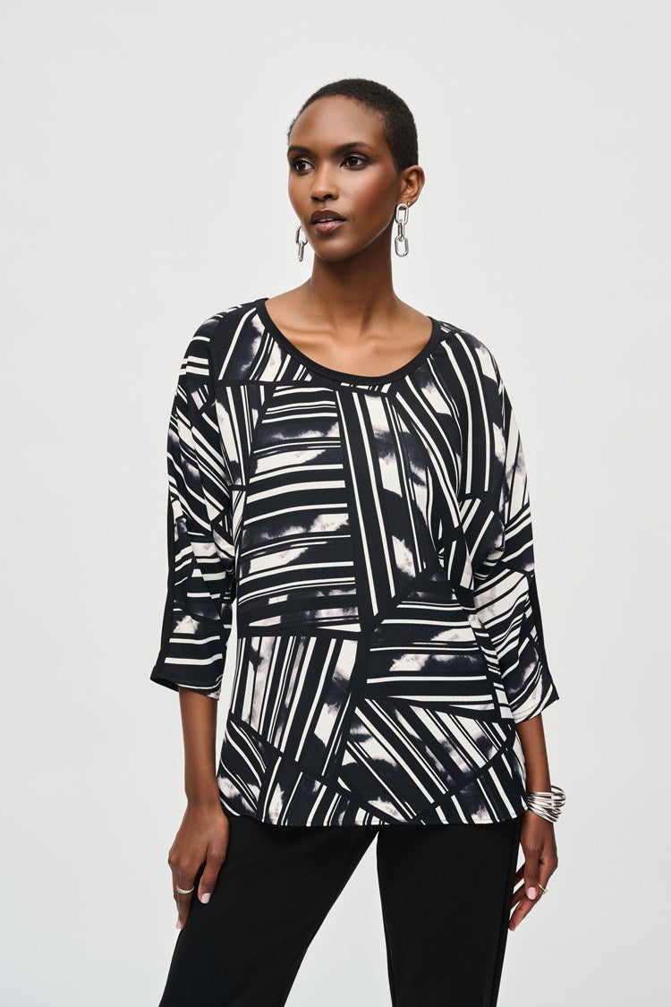 Joseph Ribkoff Woven Abstract Print Top