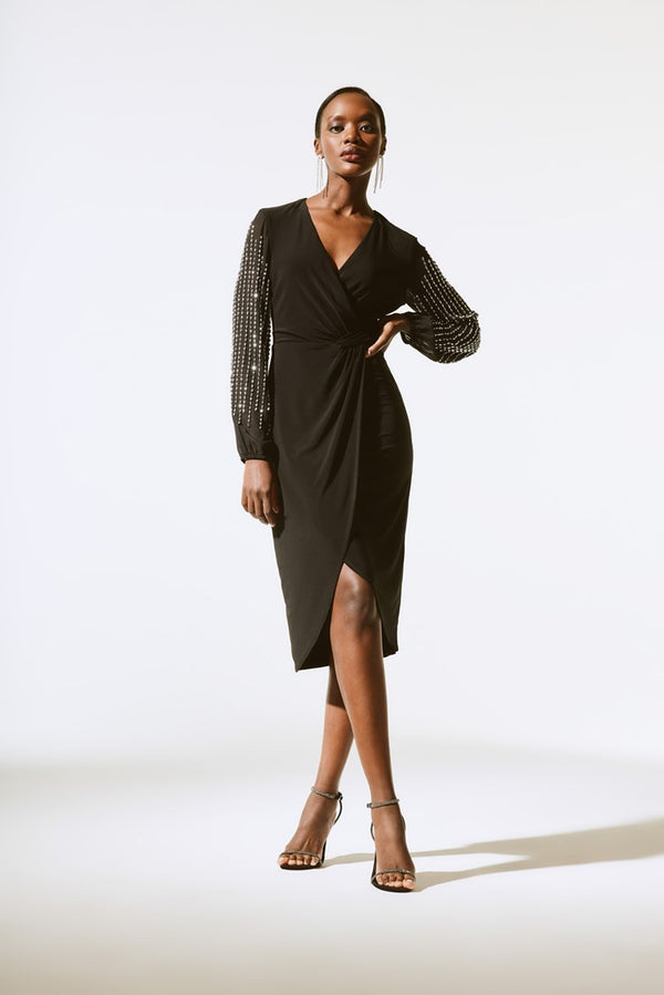 Joseph Ribkoff Silky Knit & Chiffon Wrap Dress