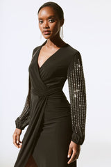 Joseph Ribkoff Silky Knit & Chiffon Wrap Dress