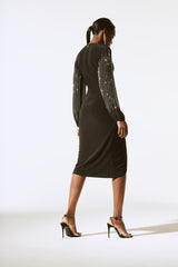 Joseph Ribkoff Silky Knit & Chiffon Wrap Dress