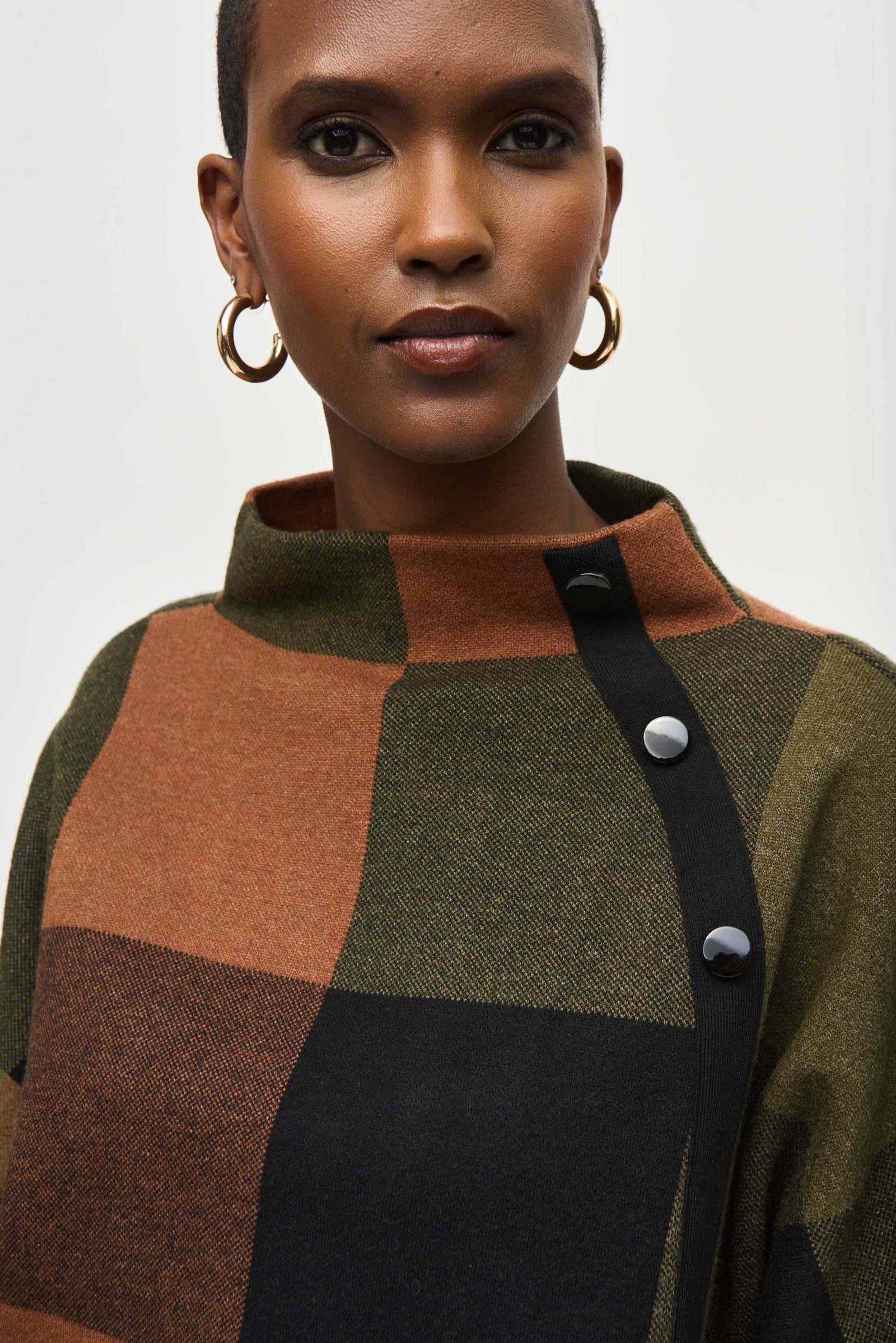 トップス Random Ribbed Plaid Knitted Top Joseph Ribkoff Plaid Jacquard Sweater Knit Top – MODA In Fashion