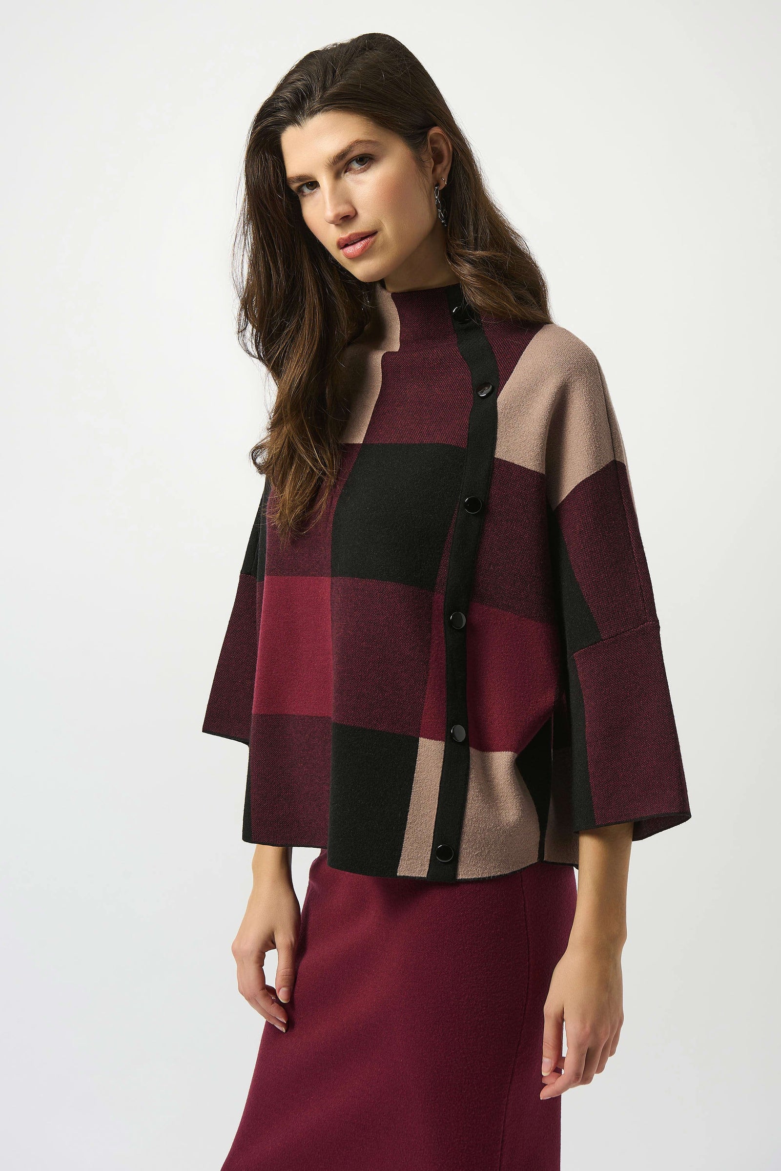 Joseph Ribkoff Plaid Jacquard Sweater Knit Top – MODA In Fashion