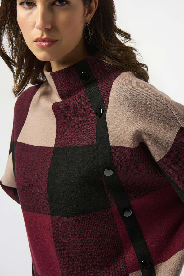 Joseph Ribkoff Plaid Jacquard Sweater Knit Top