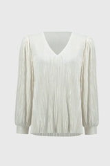 Joseph Ribkoff Pleated Knit Boxy V-Neck Top