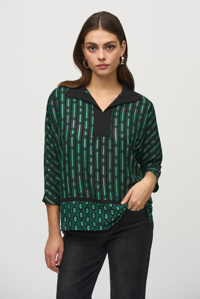 Joseph Ribkoff V-Neck Geometric Top