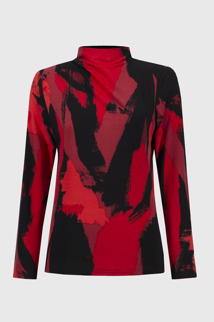 Joseph Ribkoff Abstract Print Mock Neck Top