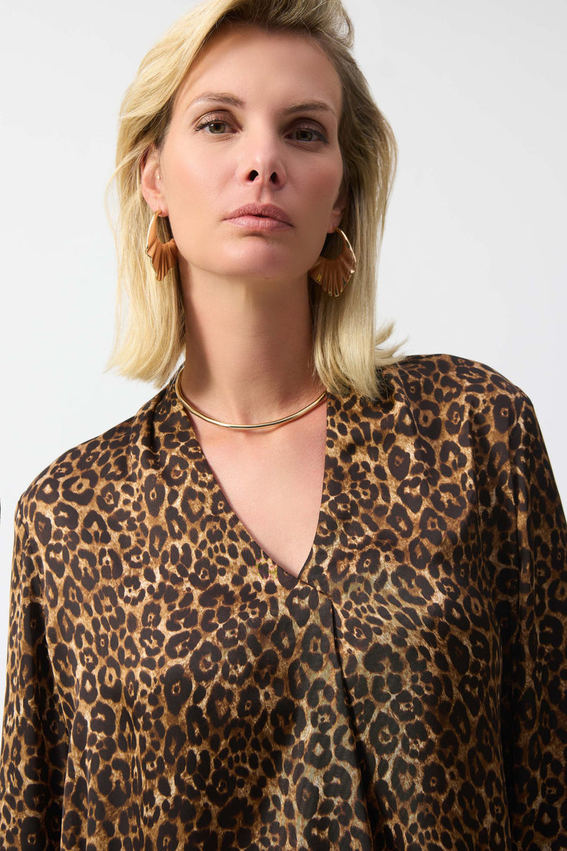 Joseph Ribkoff Satin Animal Print Top