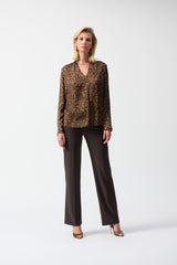 Joseph Ribkoff Satin Animal Print Top