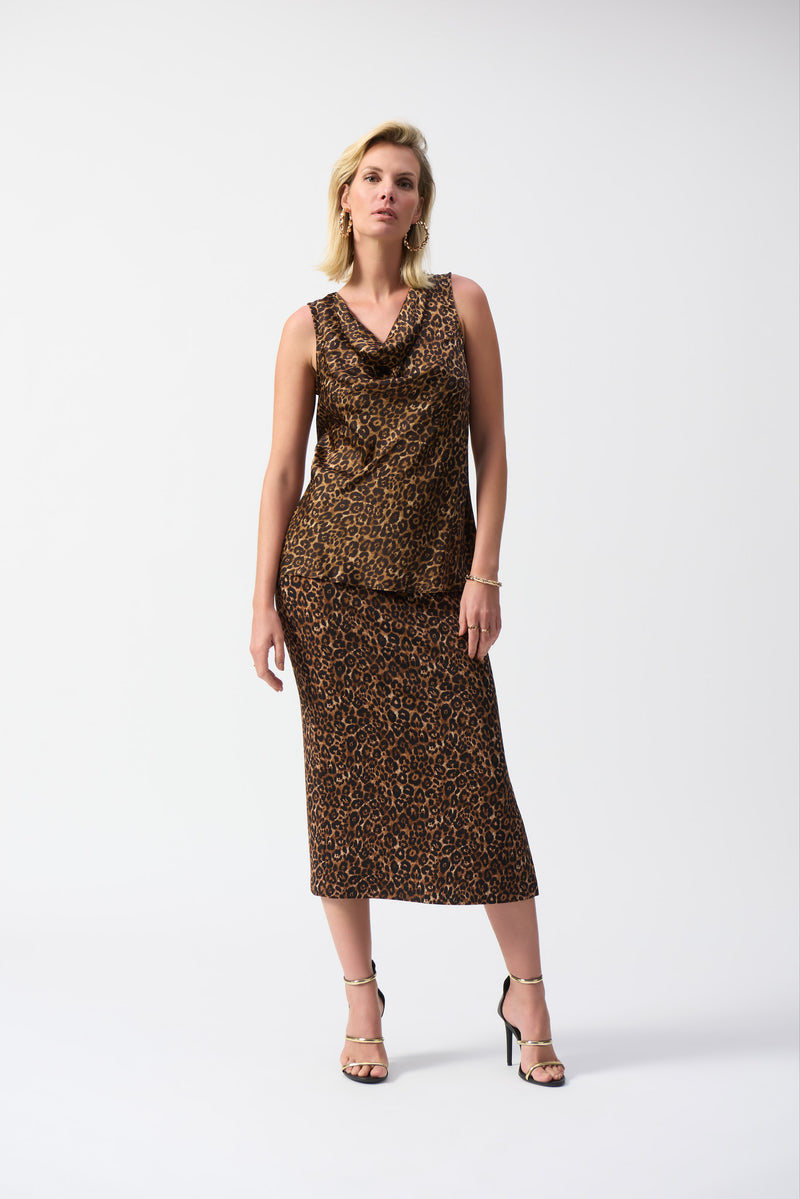 Joseph Ribkoff Satin Animal Print Top