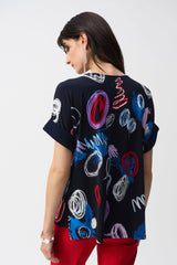 Joseph Ribkoff Silky Knit Abstract Print Boxy Top
