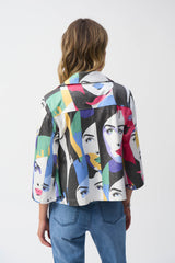 Joseph Ribkoff Faux Suede Face Print Jacket