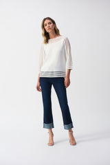 Joseph Ribkoff Mesh Stripe Detail Top