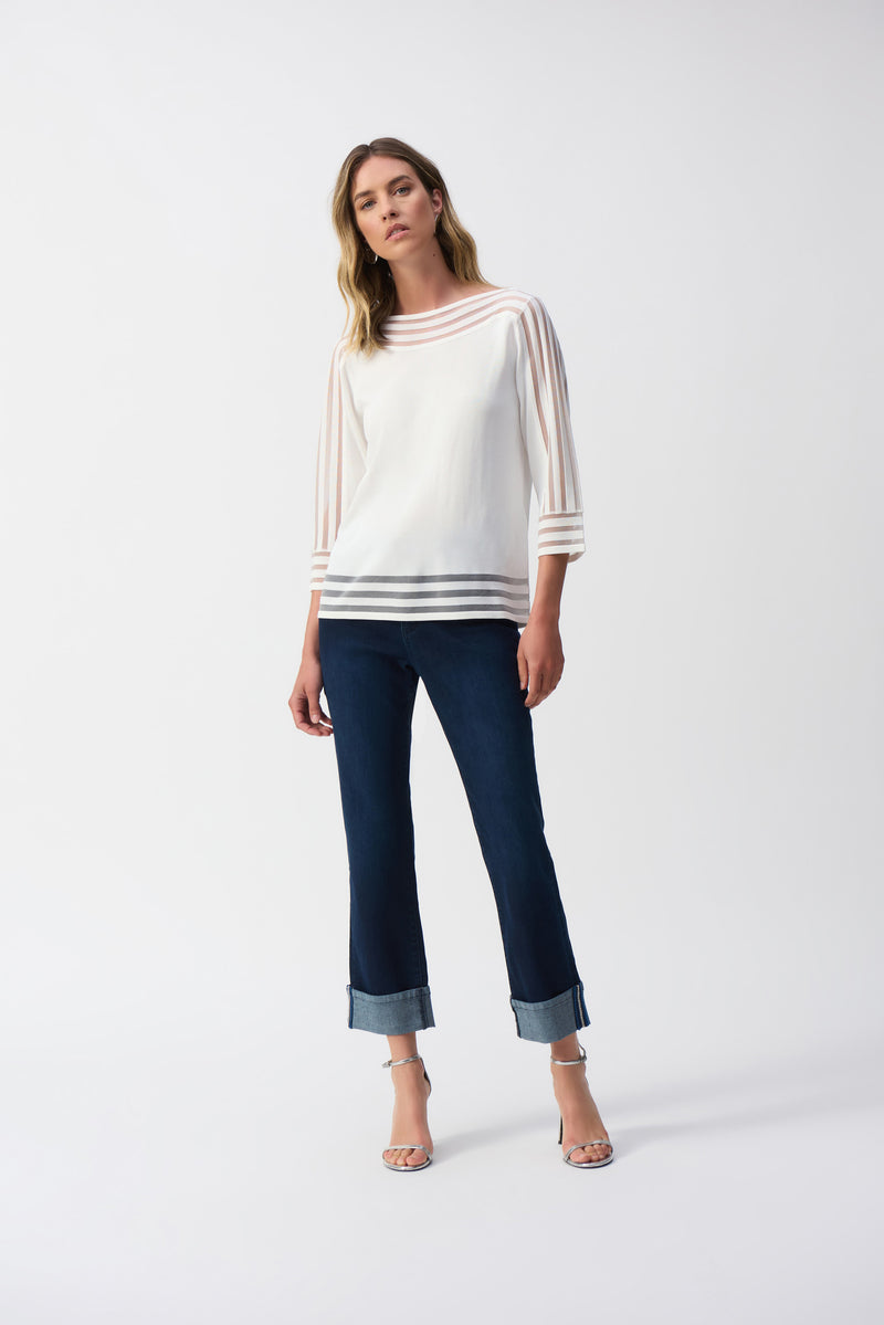 Joseph Ribkoff Mesh Stripe Detail Top