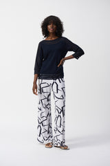 Joseph Ribkoff Mesh Stripe Detail Top