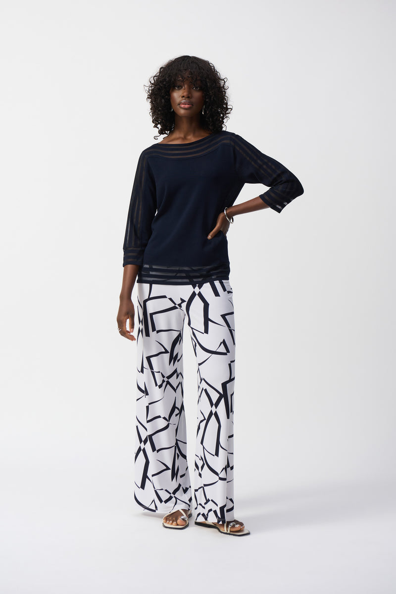Joseph Ribkoff Mesh Stripe Detail Top