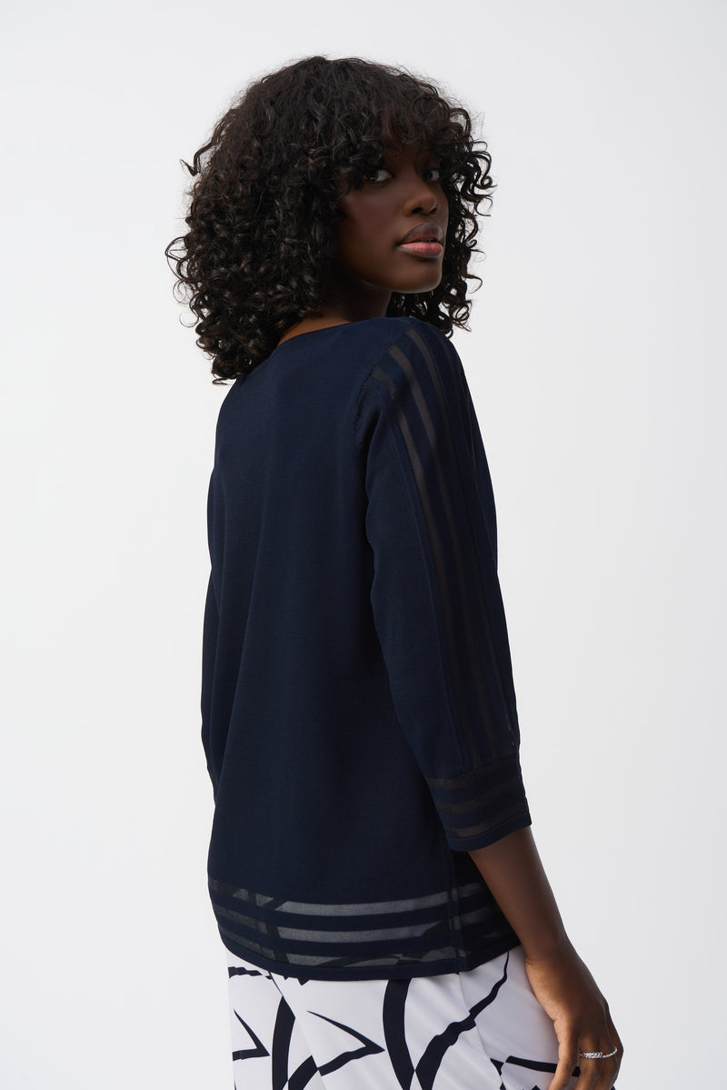 Joseph Ribkoff Mesh Stripe Detail Top