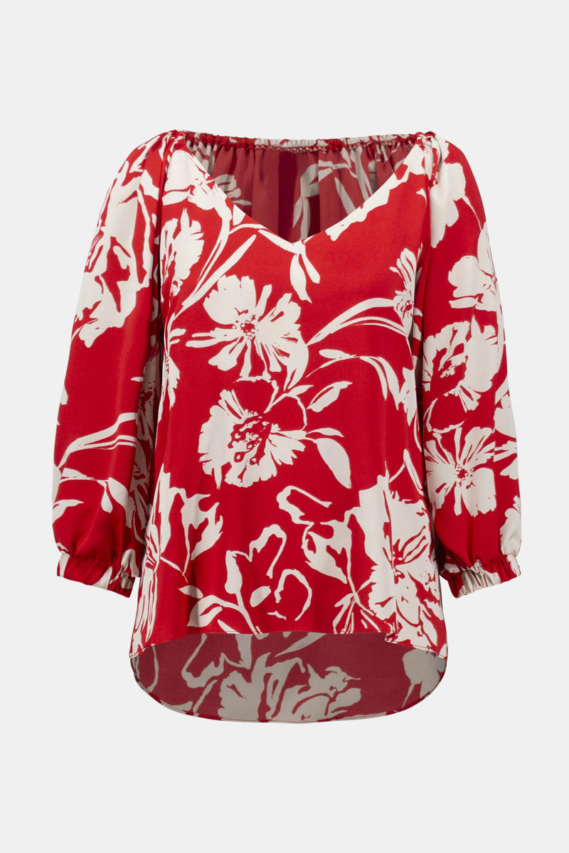 Joseph Ribkoff Satin Floral Print Straight Top