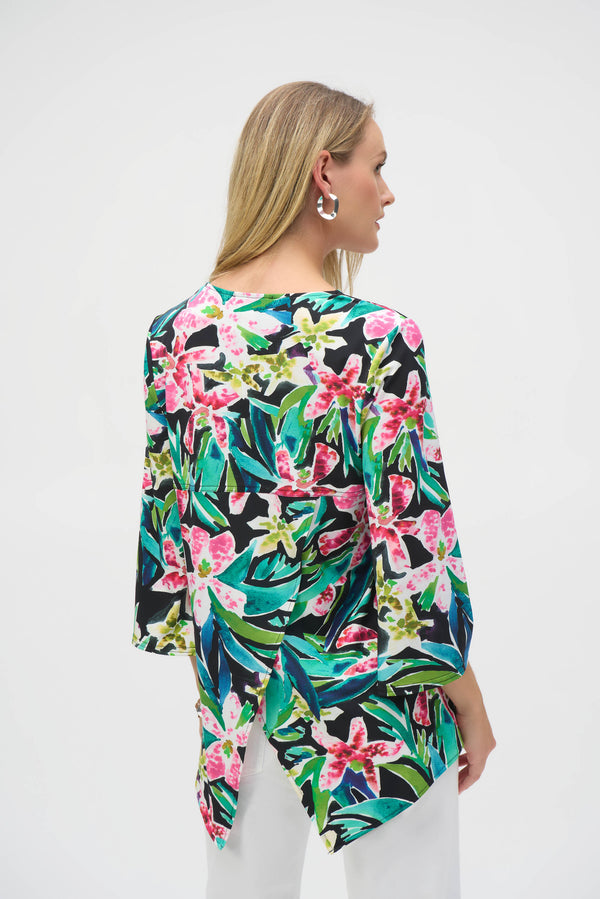 Joseph Ribkoff Knit Tropical Fit and Flare Top