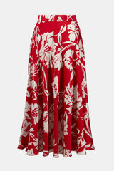 Joseph Ribkoff Satin Floral Print A-Line Skirt