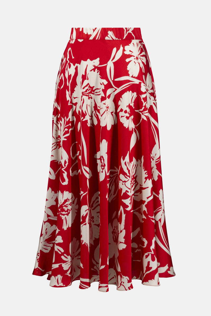 Joseph Ribkoff Satin Floral Print A-Line Skirt